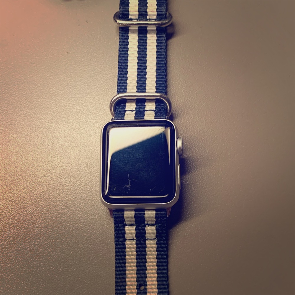 Apple Watch Series 2 with Navy/White Striped Band